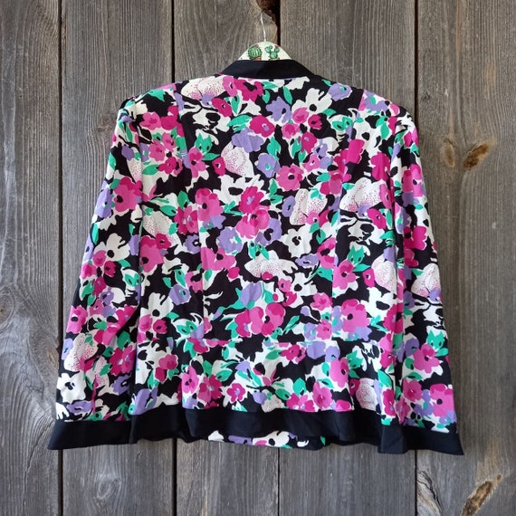 90s Colorful blouses womens Roses Vintage Top Ret… - image 8