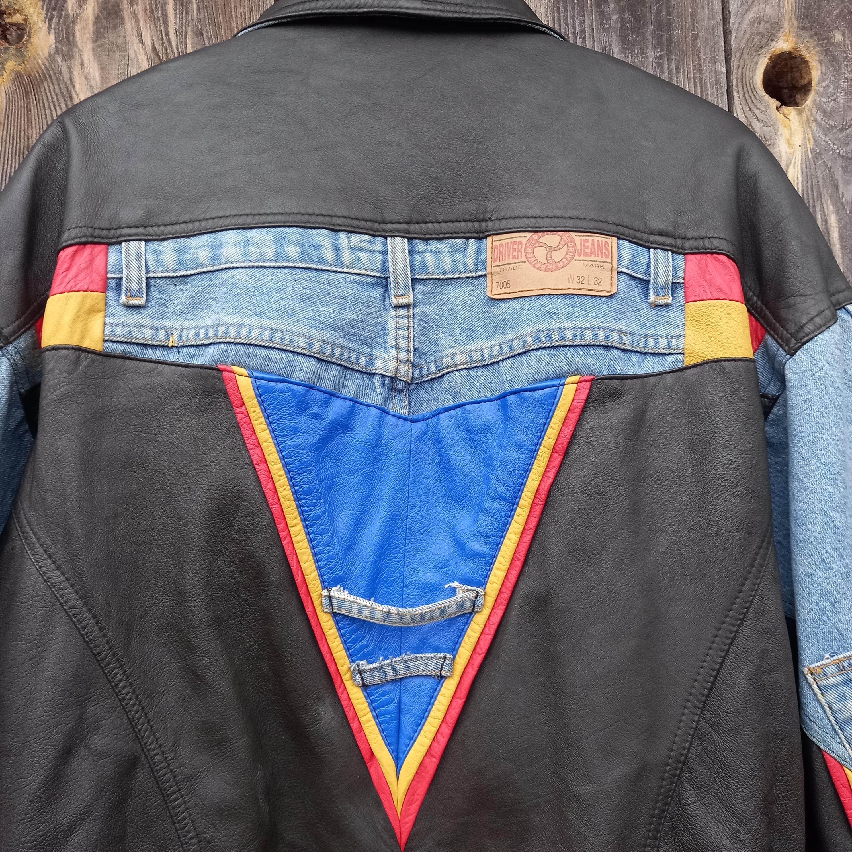 ジャケット・アウター 90s   jeans leather jacket 90s Vintage Leather Bomber Jacket: Blue Jeans Moto Biker, XL - Etsy