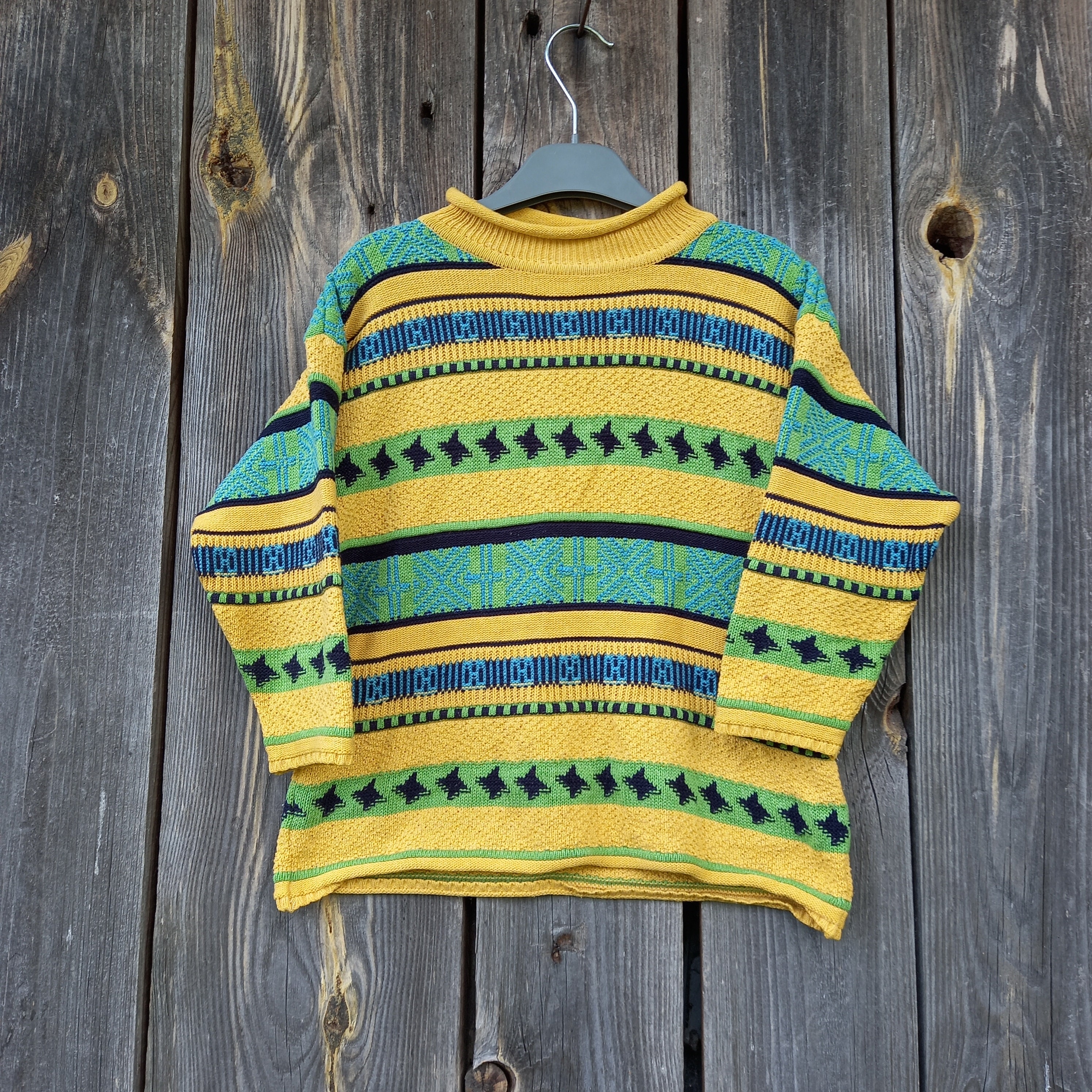 Vintage 90s Kids Sweater: Striped Colorblock Knit, Size 5-6 - Etsy