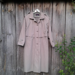 Vintage trench coat Women Coat Beige Retro Jacket brown Classic clothes Overcoat womens Size L XL trench Spring London fog Spring Trenchcoat