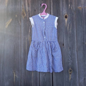 80s Blue dresses Girl Vintage Party Summer Dress 1980s Clothing Kids Clothes children Size 7 8 age Fiesta Dress Retro