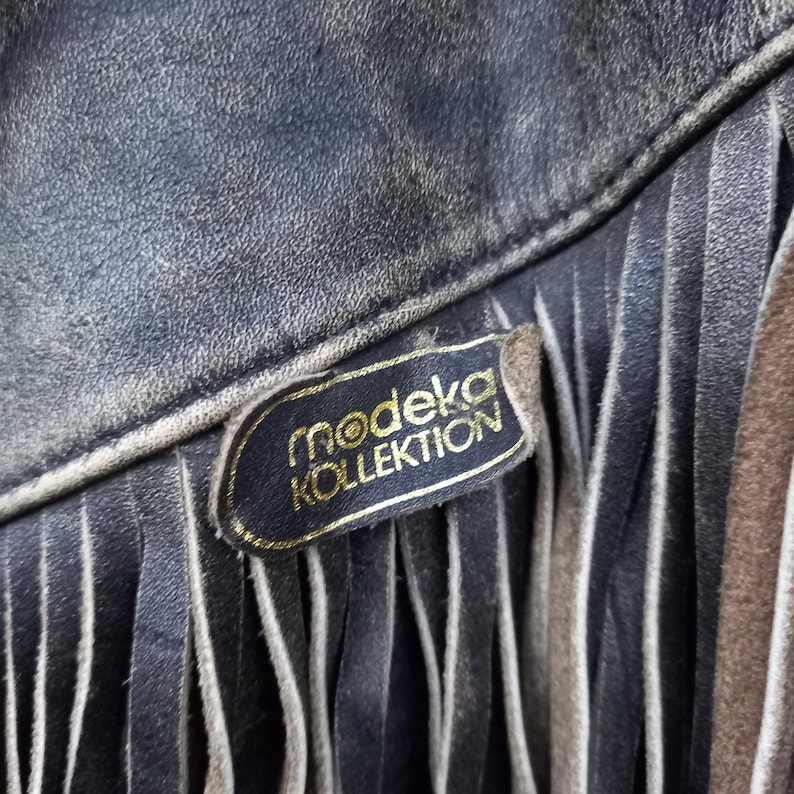90s Vintage Fringe Leather Jacket for Men Modeka Boho Motorcycle