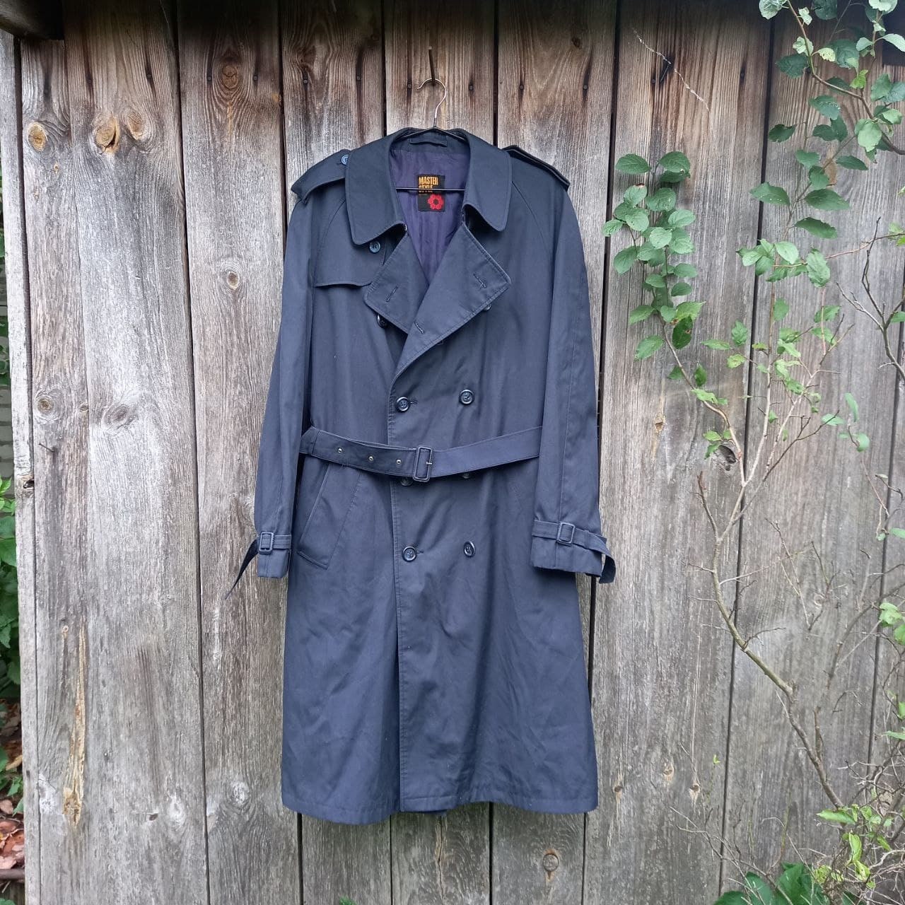 navy blue mackintosh raincoat