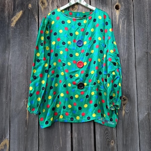 90s Vintage clown shirt men 80 Circus Colorful clown blouses womens Top Retro Party Oversized clown work costume Halloween clothing Adult XL