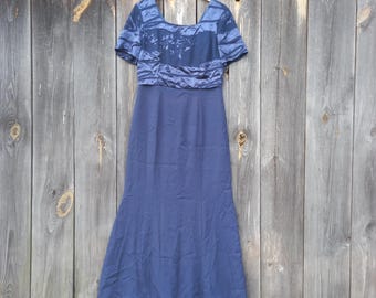 Y2K Evening Chiffon Dress Elegant Blue Formal Dresses Size EU 38 M Vintage 2000s Occasion gown