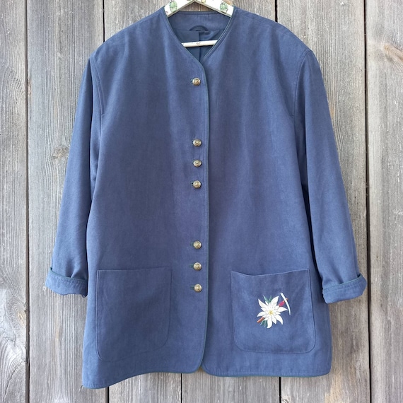 Vintage Jacket Women Embroidered Flower Trachten Oktoberfest 