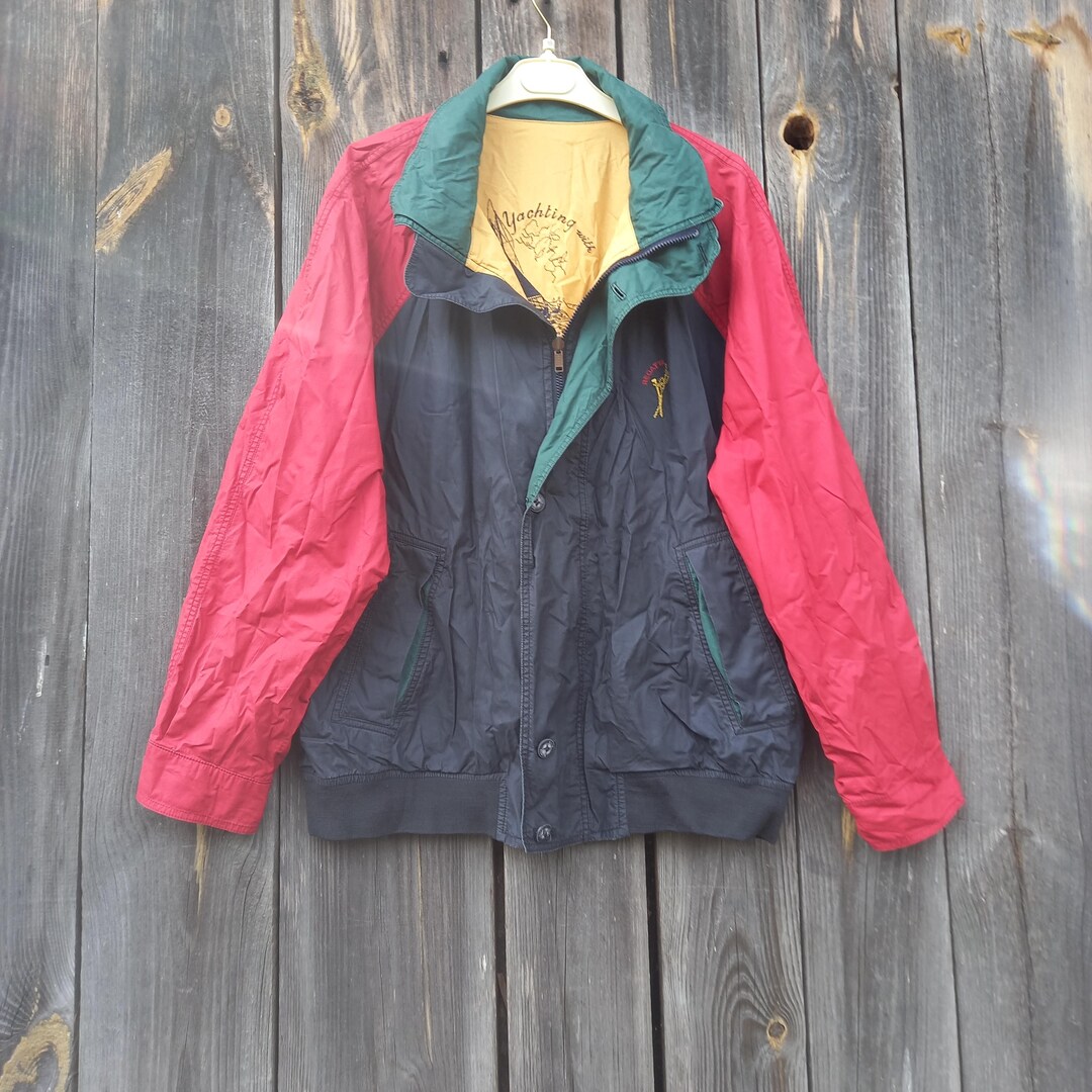 Vintage 90s Reversible Windbreaker Jacket Men Yachting With Bush