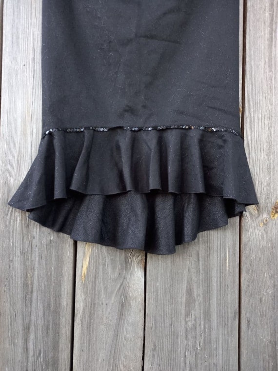 90s Black Ruffle skirt women Mid Elegant skirt wi… - image 3