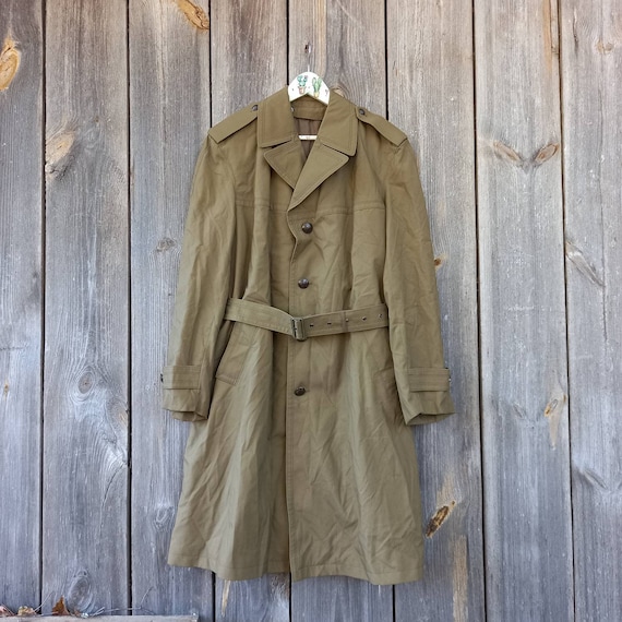 1990s Green trench coat men Vintage Fall jacket R… - image 1