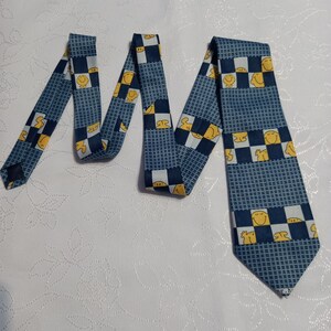 00s Blue tie for men Vintage Accessories mens tie Valentine&#39;s Day gift Yellow Necktie teacher gift for boyfriend Funny Groomsmen tie wedding