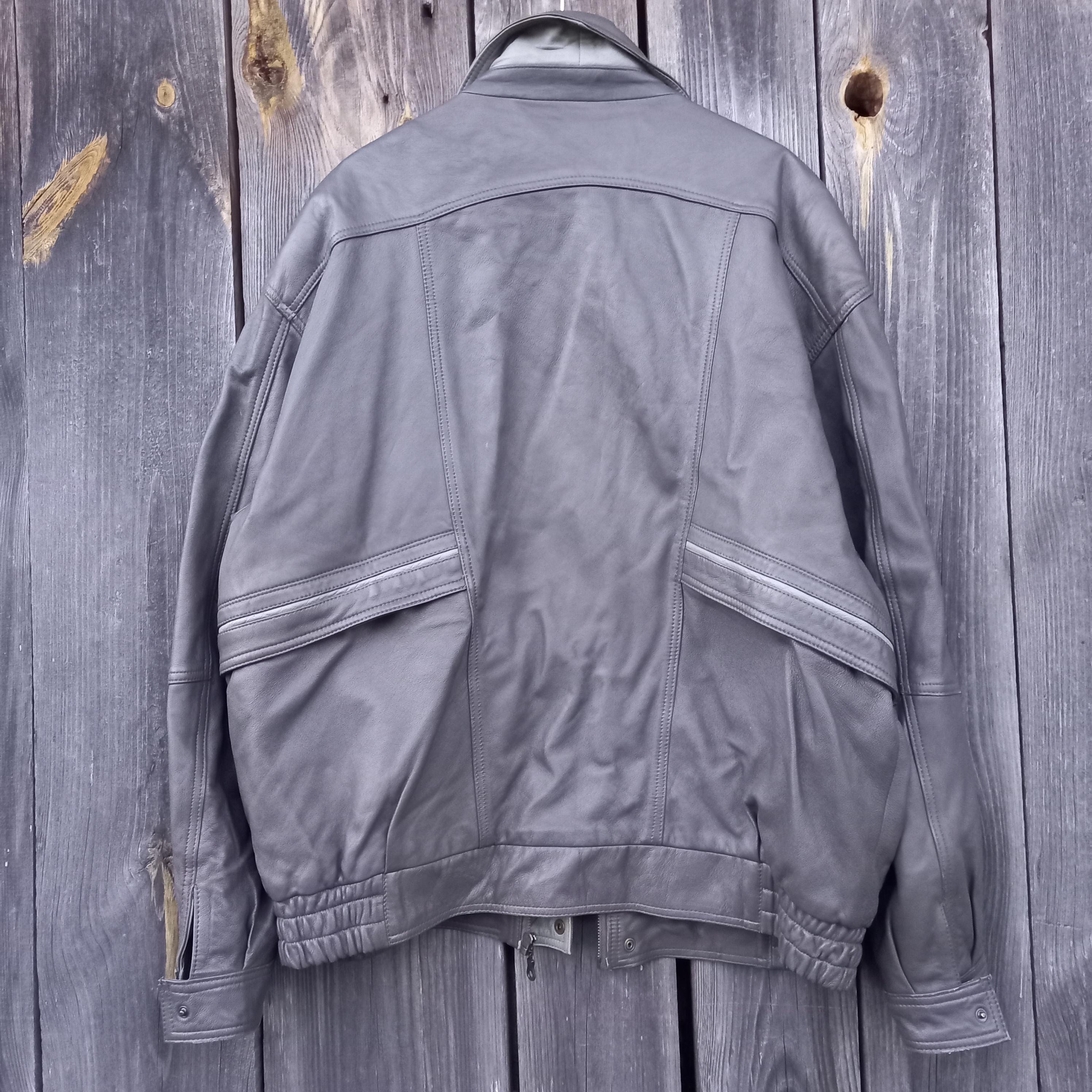 90s Vintage Gray Leather Bomber Jacket: XL Motorcycle Biker - Etsy