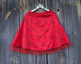 Falda midi roja Y2K: ropa vintage de talle alto para festivales