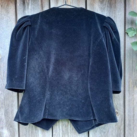 80s Black velvet jacket women 1990s Vintage Cloth… - image 9