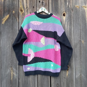 Suéter de punto colorido de los años 90, sudadera vintage bordada para mujer, jersey navideño de gran tamaño, cárdigan hippie, chaqueta de flores para mujer, talla S M