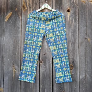 80s Сapri pants for women festival 1980s Blue Flare Trousers Jam Jeans Vintage Leggings Clothes High Waist Retro Hippie Bohemian Сlothing S