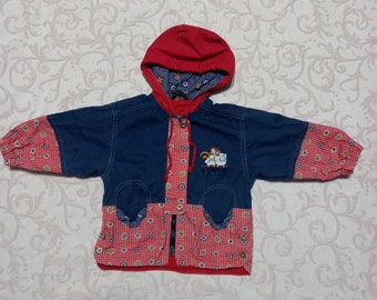90s jacket baby girl Vintage Colorful sweater kids girls Streetwear Toddler Cotton windbreaker children's clothes Patchwork Size 12M 18M 1T
