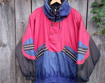 90s Color Block Ski Jacket: Vintage Retro Windbreaker (L/XL)