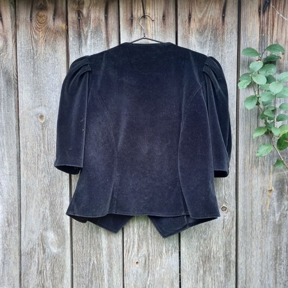 80s Black velvet jacket women 1990s Vintage Cloth… - image 8