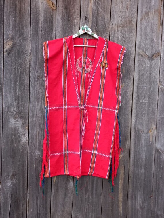 Vintage embroidered kaftan dress robe Red Boho Azt