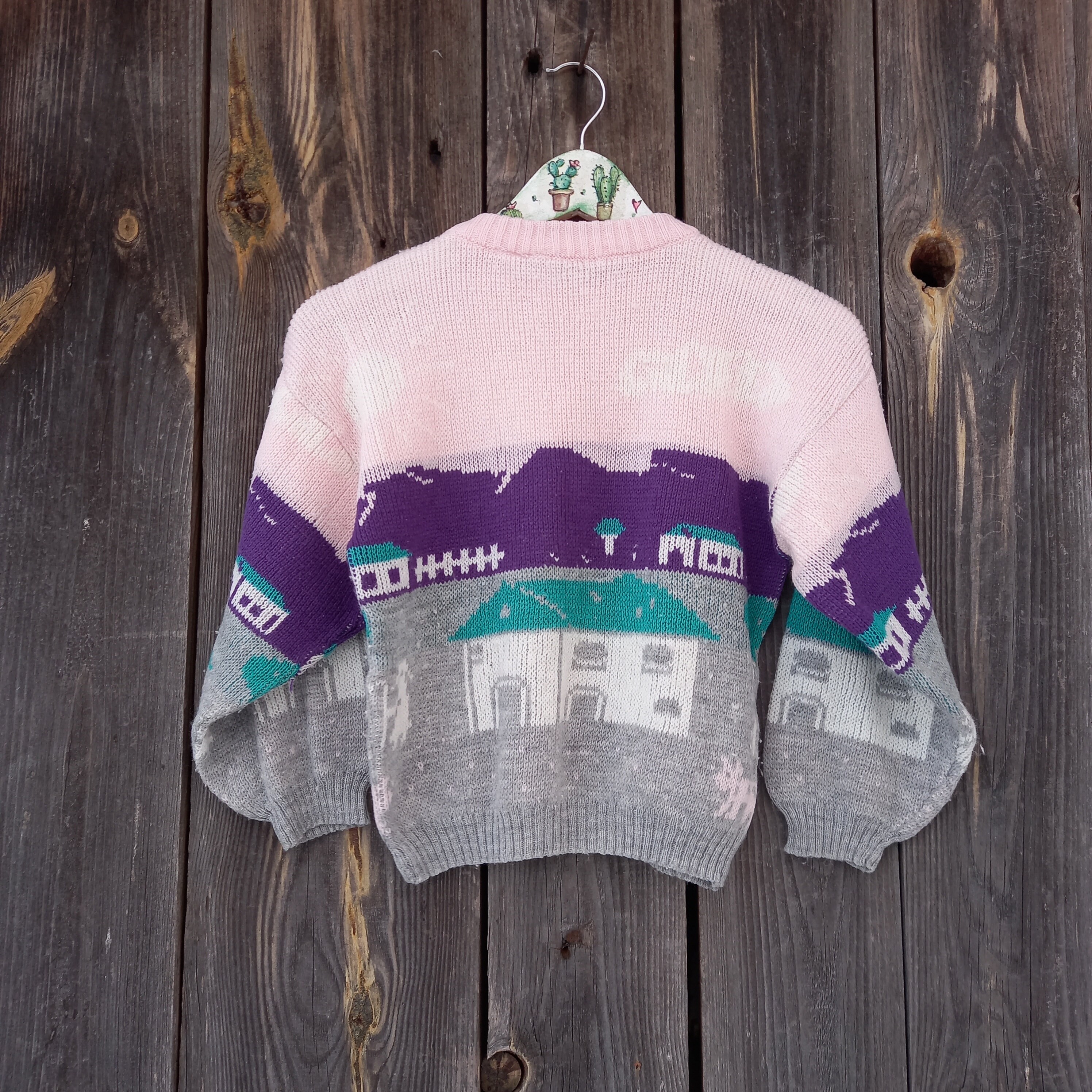 アウター 90s Vintage Flower Ecuador Knit Kids 𝐂𝐋𝐄𝐀𝐌 | 90s flower motif Ecuador knit cardigan / 70s