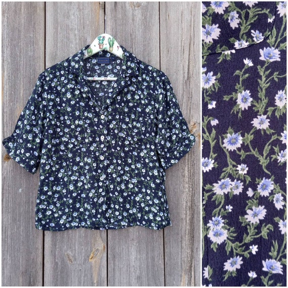 80s Blusas azules mujer Biaggini Top Retro Ropa - España