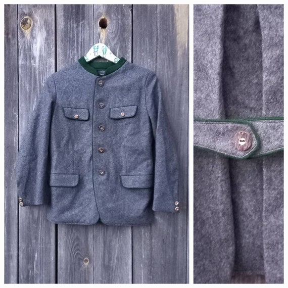 80s Loden coat men or boy Vintage Trachten jacket… - image 1