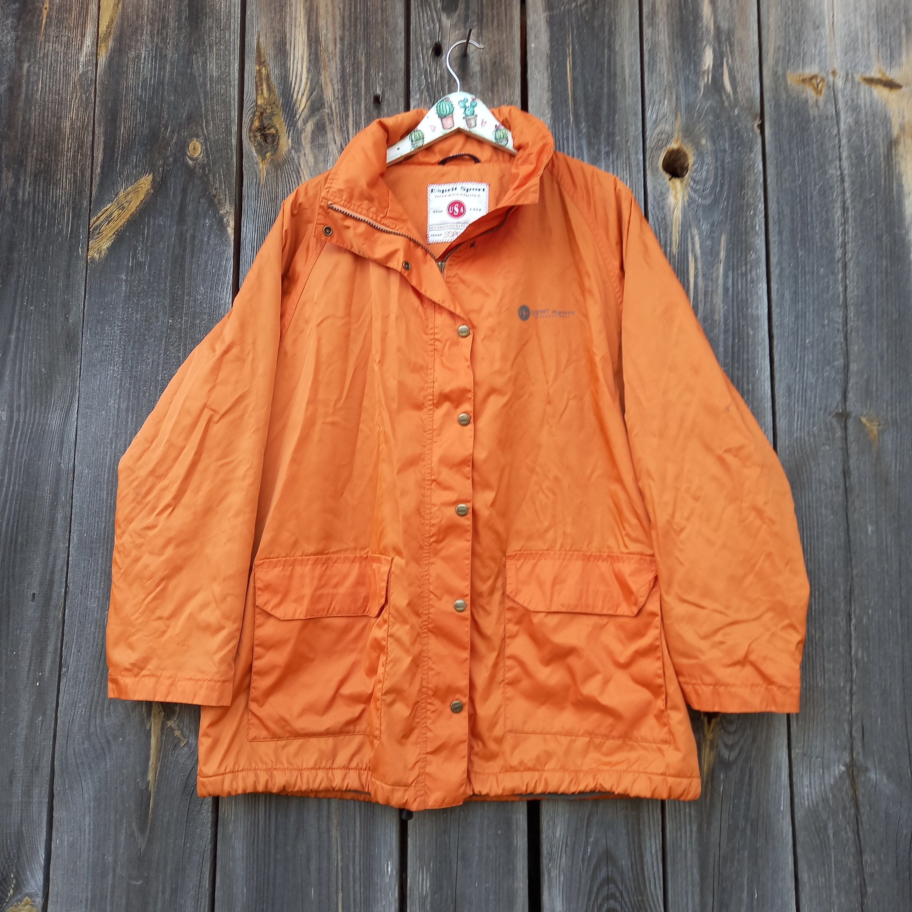 古着 90s〜SCOOP SPIRITS stadium jacket(M) 90s Orange Jacket for Men Women ESPRIT Sports 1990s Vintage