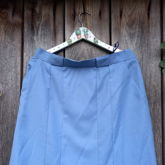 90s Vintage Skirt Blue Clothing Midi Office Сlothes Old School