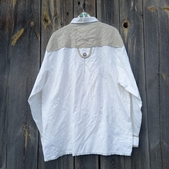 White shirt men Trachten Dirndl Vintage  Austrian… - image 8