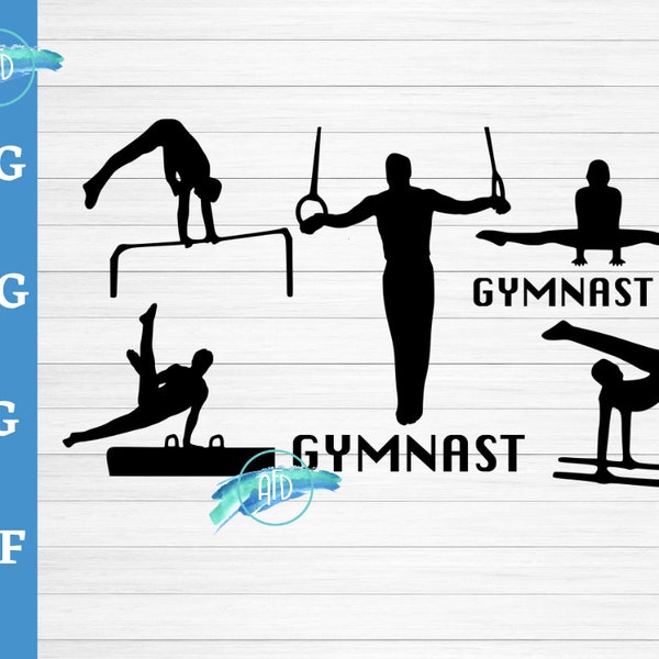 Male Gymnast svg CUT file for cricut Silhouette cameo, Gymnastics Wall Decal svg, male gymnastics svg, Parallel Bars Rings Pommel horse svg