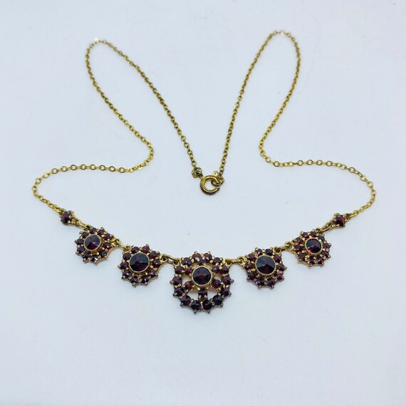 Silver Bohemian garnet necklace