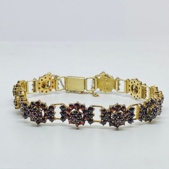 Silver Bohemian garnet bracelet