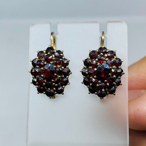 Bohemian garnet earrings - gold