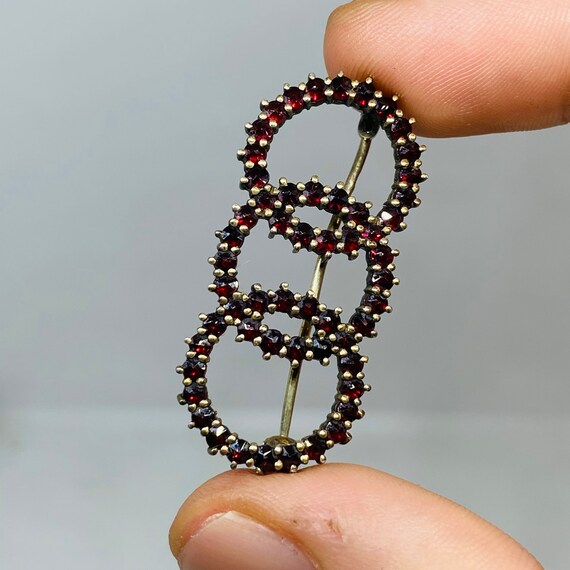 Silver Bohemian garnet brooch