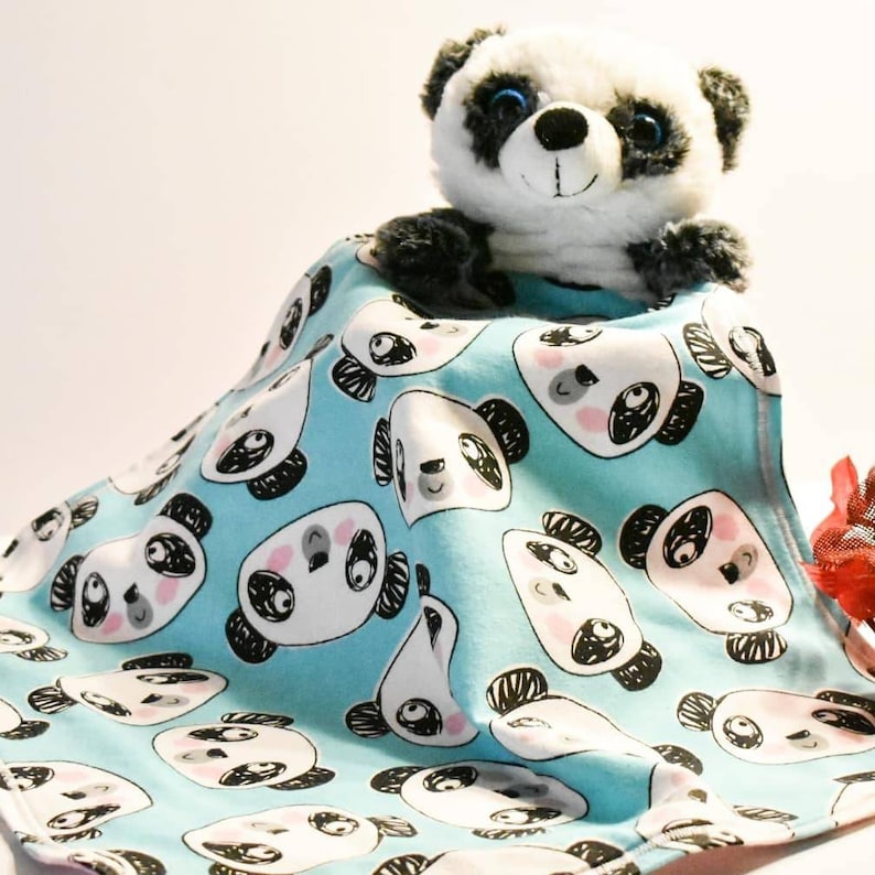 Stuffed Panda Lovey Blanket Security Blanket Snuggle Blankets