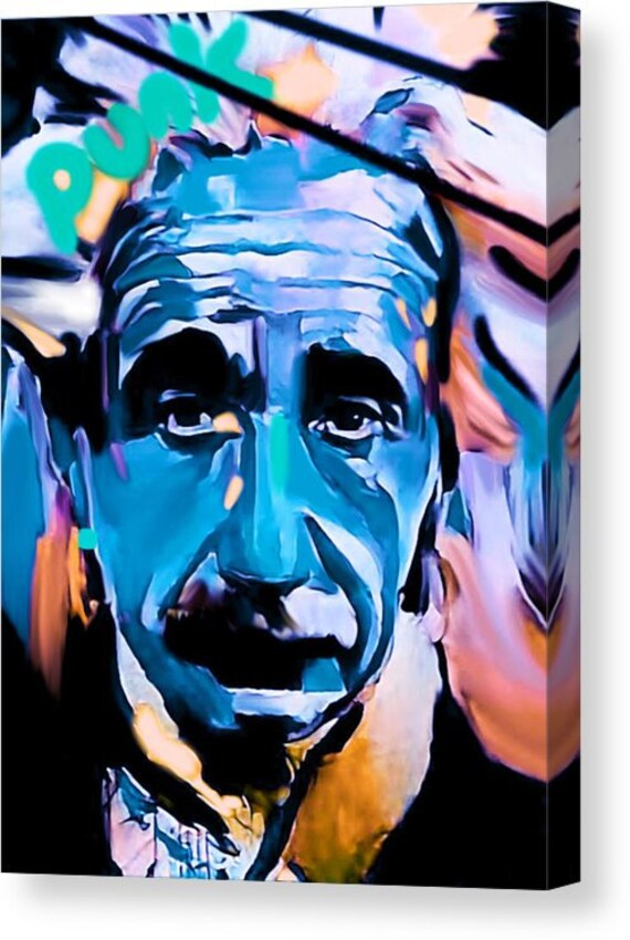 Albert Einstein Punk 120 x90 cm Silber Aluminium PopArt//Malerei//Bild//Street Art