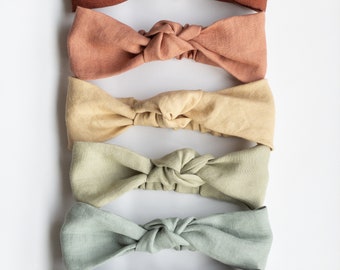 Personalized linen headband,Tie Headband, Top Knot Headband, linen Hair Scarf, eco friendly gift