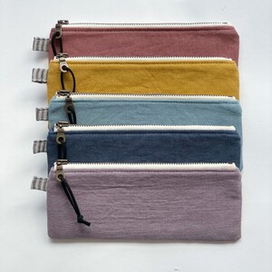 Small pencil case/ linen zipper case/ pencil holder / linen sunglass case/ sunglass zipper pouch/ eco friendly gift image 4