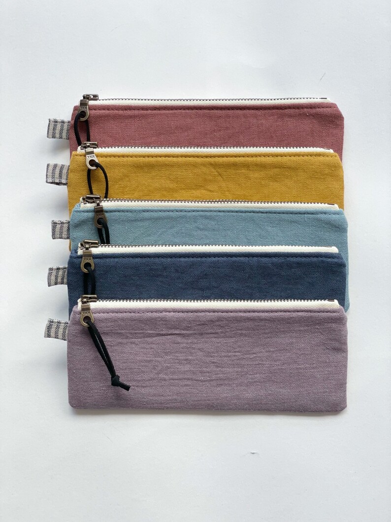 Small pencil case/ linen zipper case/ pencil holder / linen sunglass case/ sunglass zipper pouch/ eco friendly gift image 4