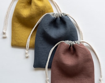 Linen drawstring bag | snack pouch |reusable snack bag | eco friendly gift bag| zero waste snack pouch| eco friendly gift idea