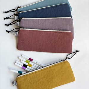 Small pencil case/ linen zipper case/ pencil holder / linen sunglass case/ sunglass zipper pouch/ eco friendly gift image 8