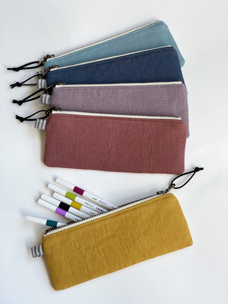 Small pencil case/ linen zipper case/ pencil holder / linen sunglass case/ sunglass zipper pouch/ eco friendly gift image 8