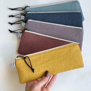 Small pencil case/ linen zipper case/ pencil holder / linen sunglass case/ sunglass zipper pouch/ eco friendly gift image 2