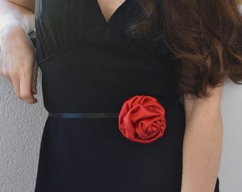 Cinturón floral rojo, cinturón floral de tela, faja floral romántica para vestido, cinturón elegante y llamativo, accesorio para dama de honor, regalo para ella.