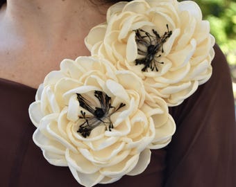 Broche grande de flores, broche floral extragrande, accesorio de boda, flor nupcial, regalo para damas de honor, broche llamativo, regalo para ella.