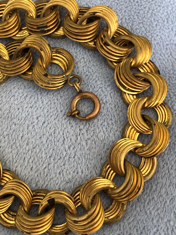 Rare Solid Brass Stacked Coiled Pocket Watch Chai… - image 7