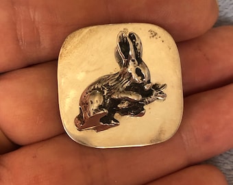 Old Sterling silver 3D Rabbit Pendant