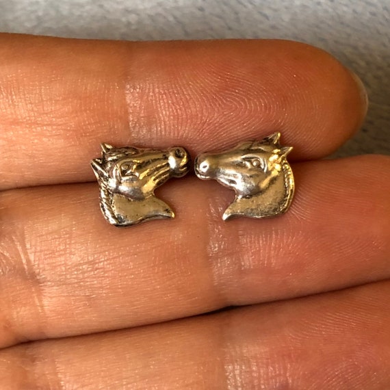 Vintage Sterling silver Equestrian Earrings studs… - image 3