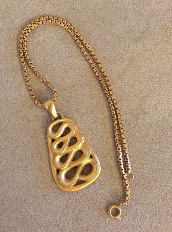 Vintage Anne Klein Matte Gold Egyptian Snake Pend… - image 7