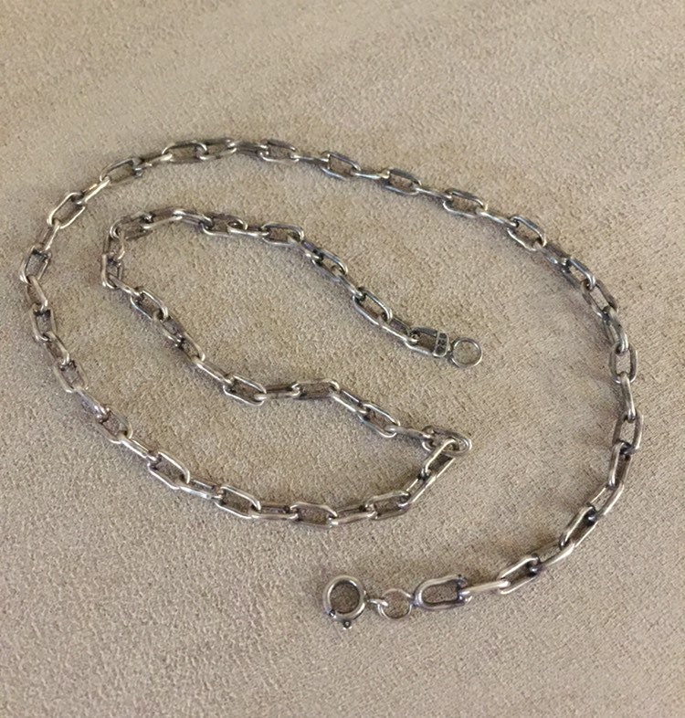 Vintage Old Sterling Silver Elongated Links Charm Necklace 18 - Etsy